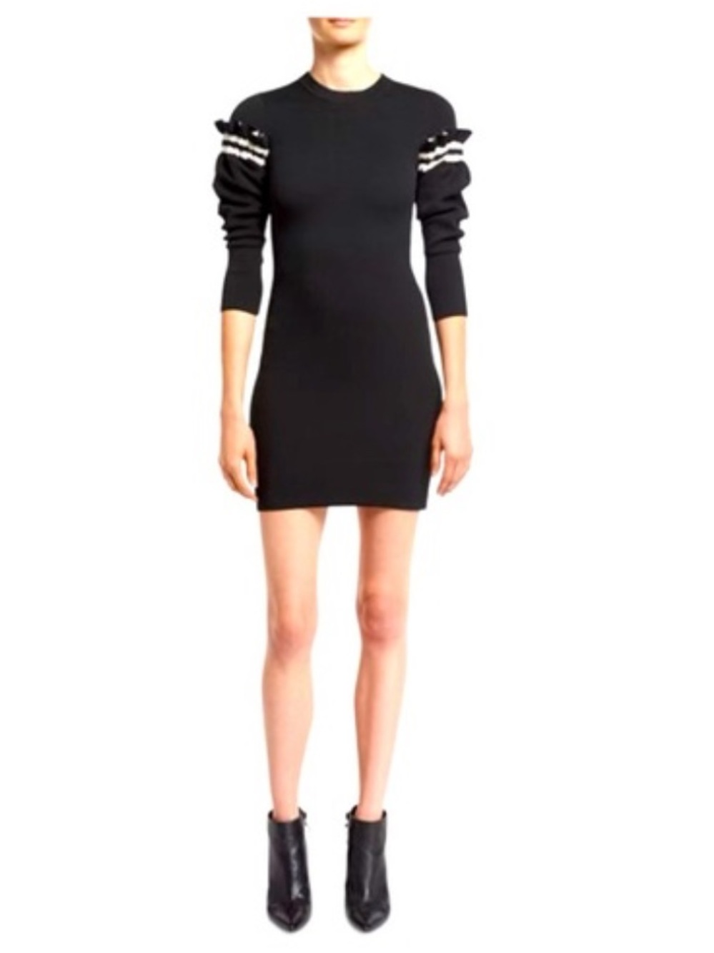 Phillip Lim 3.1 Women's Ruffle Sleeve Black Mini Knit Dress size small